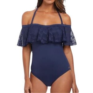 Fantasie Marseille Bardot Navy Blue Swimsuit 32H